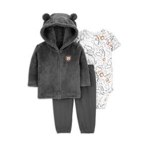 NWT Carters Baby Boy 3-piece set Bear Gray sweater White Size 18 months 18m